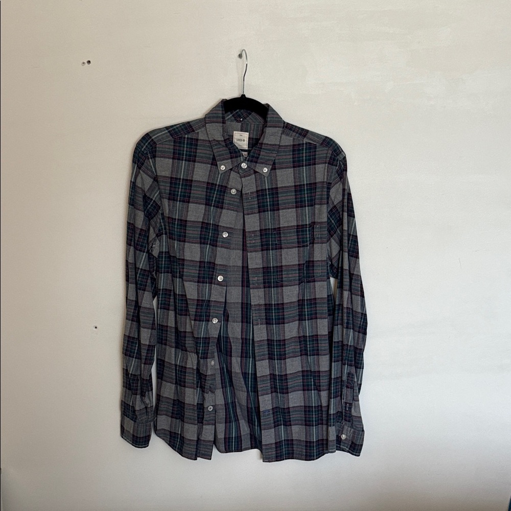 GAP Men's Plaid Shirt - Gray and Blue
